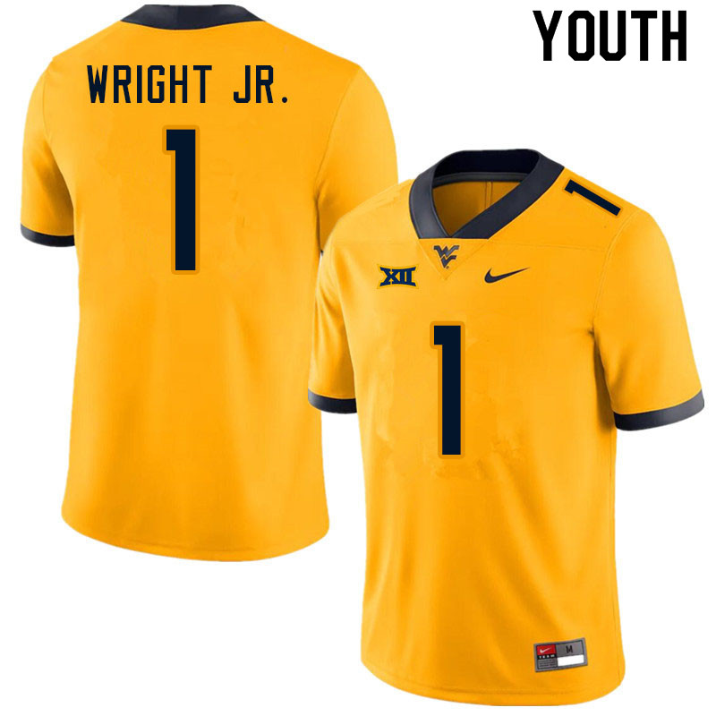 Youth #1 Winston Wright Jr. West Virginia Mountaineers College Football Jerseys Sale-Gold